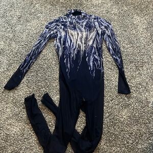Blue unitard dance costume